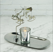 旋转蜡烛台香薰氛带托盘走马灯木马雪花圣诞节树驯鹿生日礼物蛋糕