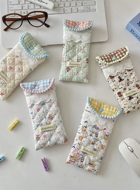 手作绗缝夹棉柔软眼镜收纳包少女便携抗压墨镜收纳袋随身眼镜包