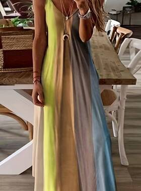 Womens long skirt slim suspender skirt gradient womens dress