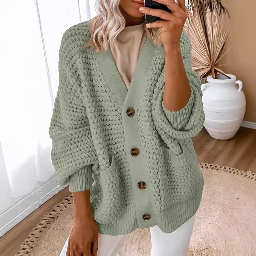Jacket Sweater Cardigan Knit Chunky Sleeve Long Open Front