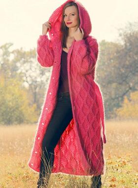 Womens loose knitted cardigan sweater womens long