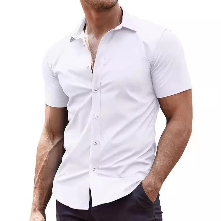 Button Shirt Short Casual Shirt Beach Sleeve Mens Down Mens
