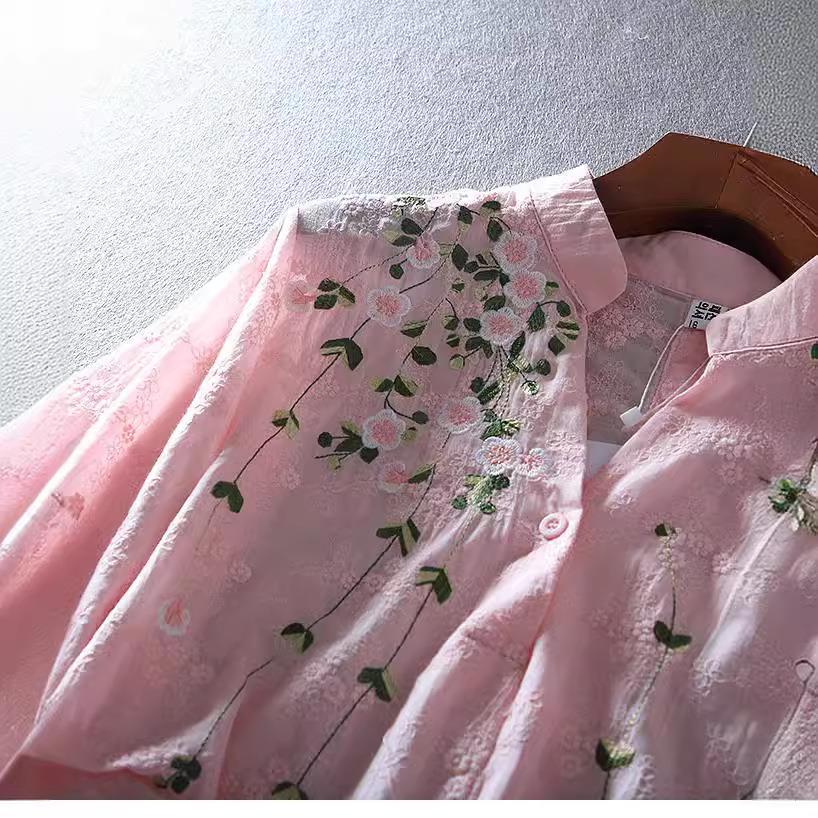 Artistic style embroidered lace pure cotton short front and