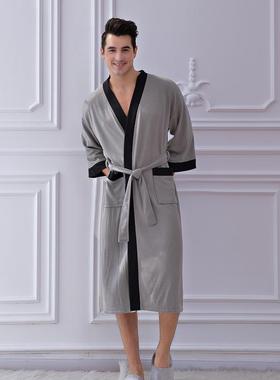 bathrobe hotel sleeve three-quarter size plus men nightgown