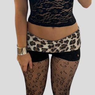print shorts high contrast tight casual Womens leopard