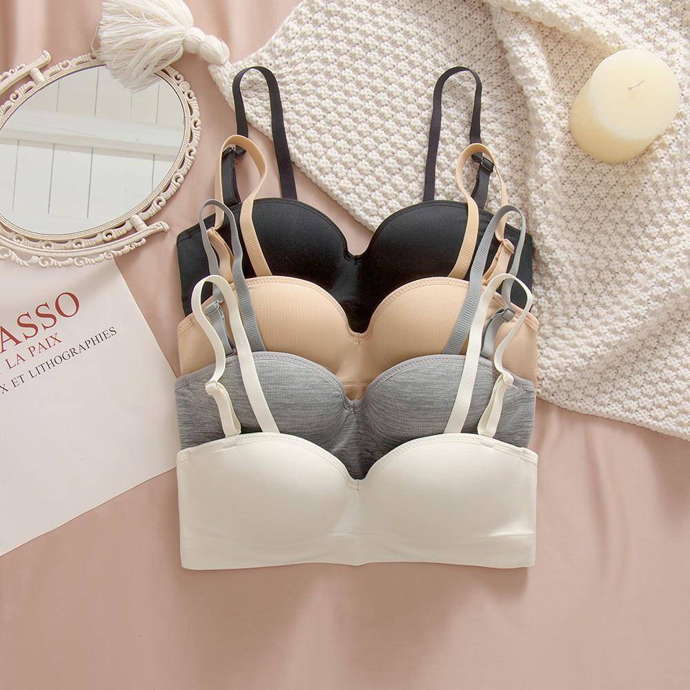 thin top bra half ring cup seamless tube lining cotton