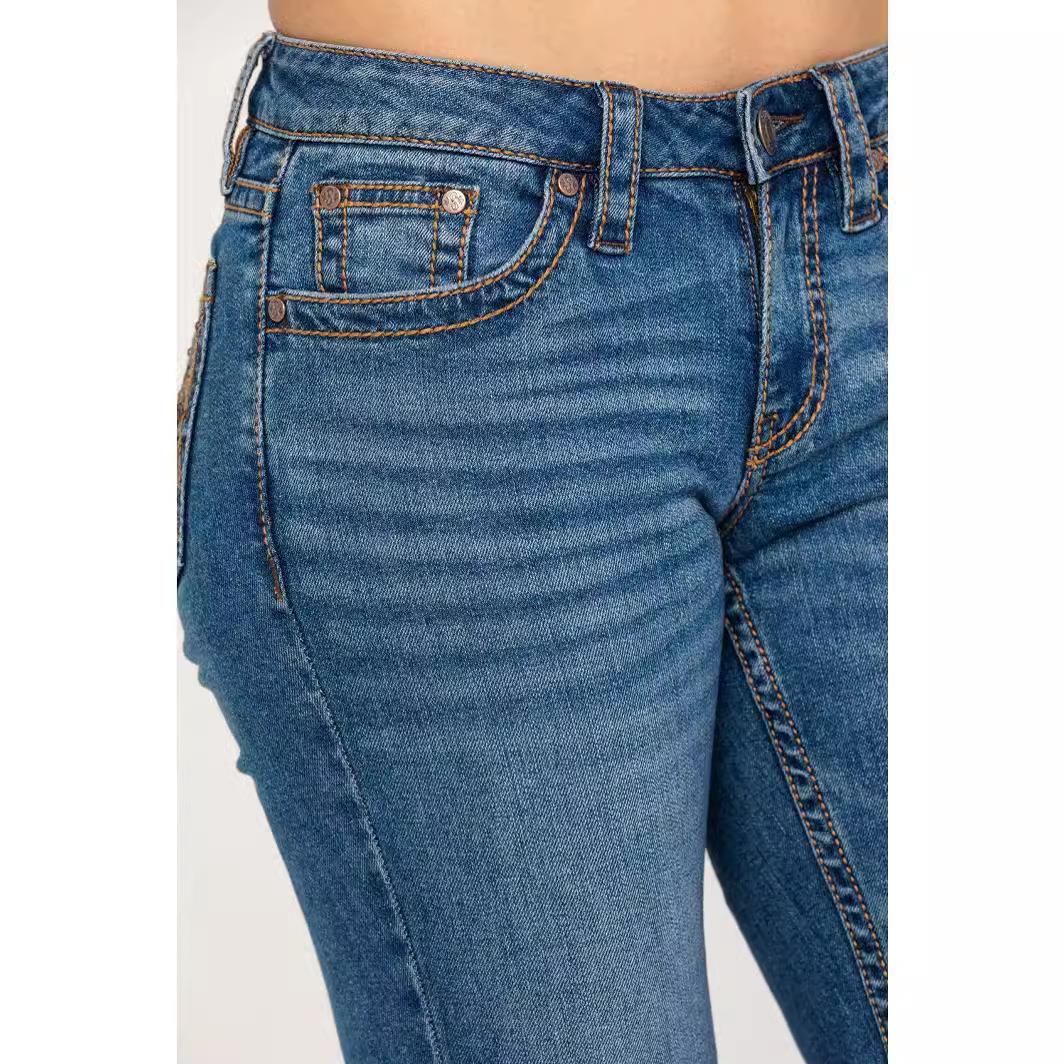 Womens jeans embroidery slim jeans womens trousers