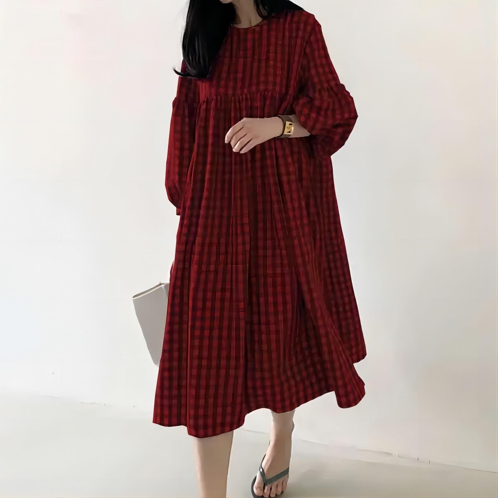 wholesale factory dress womens waist loose neck round