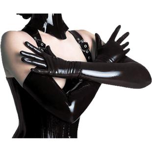 gloves dance pole gloves long black leather patent