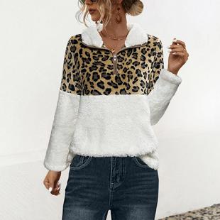 print sleeved leopard top sweatshirt Women long