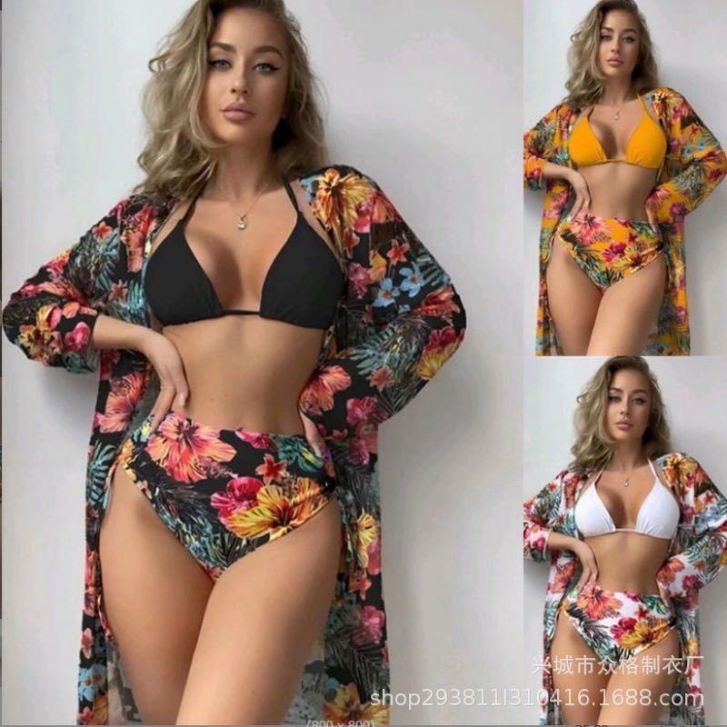 new cross-border foreign trade sexy mesh bikini three-piece