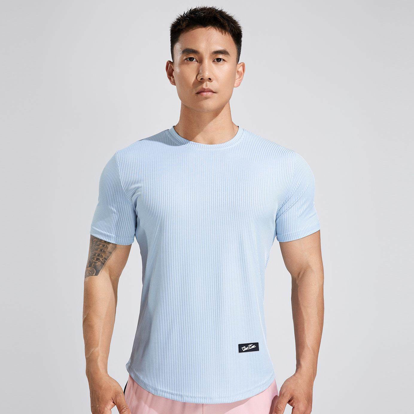 Mens Fitness Training Short Sleeve T-Shirt Elastic Loose