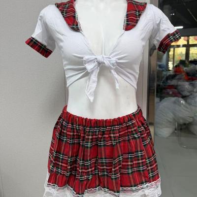 Sexy student uniform temptation split short-sleeved sexy