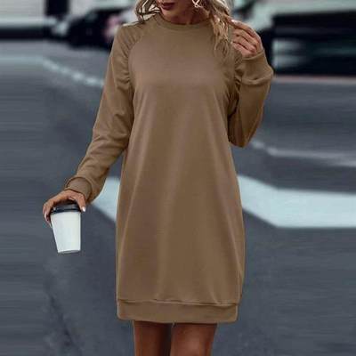 Loose Womens Casual Pullover Sweatshirt Dress Long