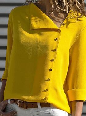 Womens large size loose ladies shirt commuting long sleeve