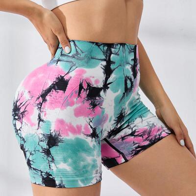 cycling yoga pants sports stretch pants shorts tie-dye