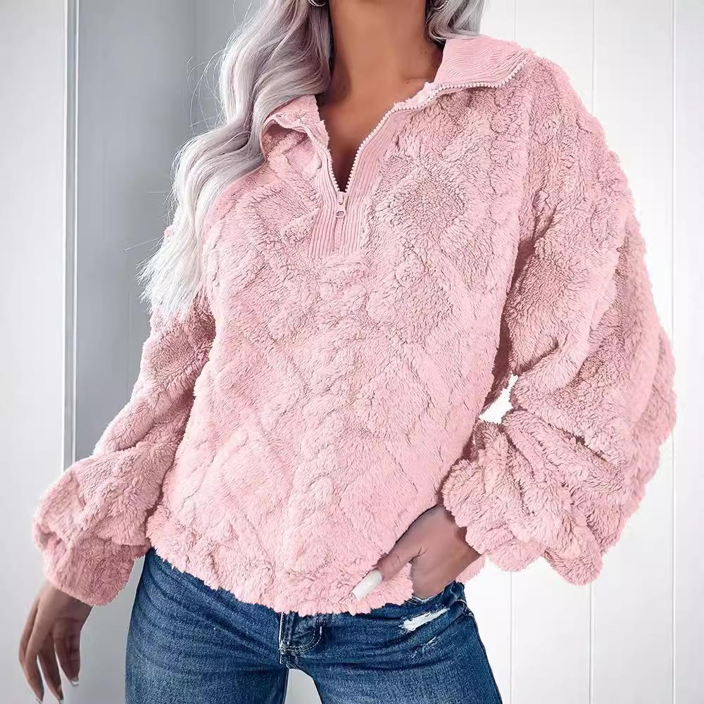Winter Fashion Irregular Womens Color Plush Top Solid