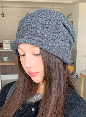 秋冬针织堆堆帽女保暖显脸小