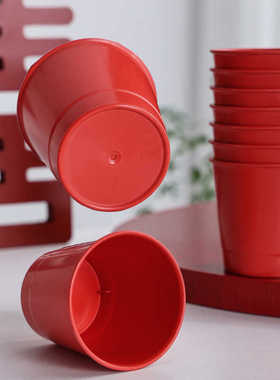 红色即弃杯170ml一次性杯子饮水杯加厚家用饮料果汁杯过年乔迁