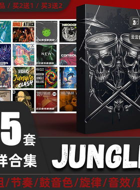 Jungle采样包breakbeat鼓点breakcore鼓组节奏碎拍编曲素材音源