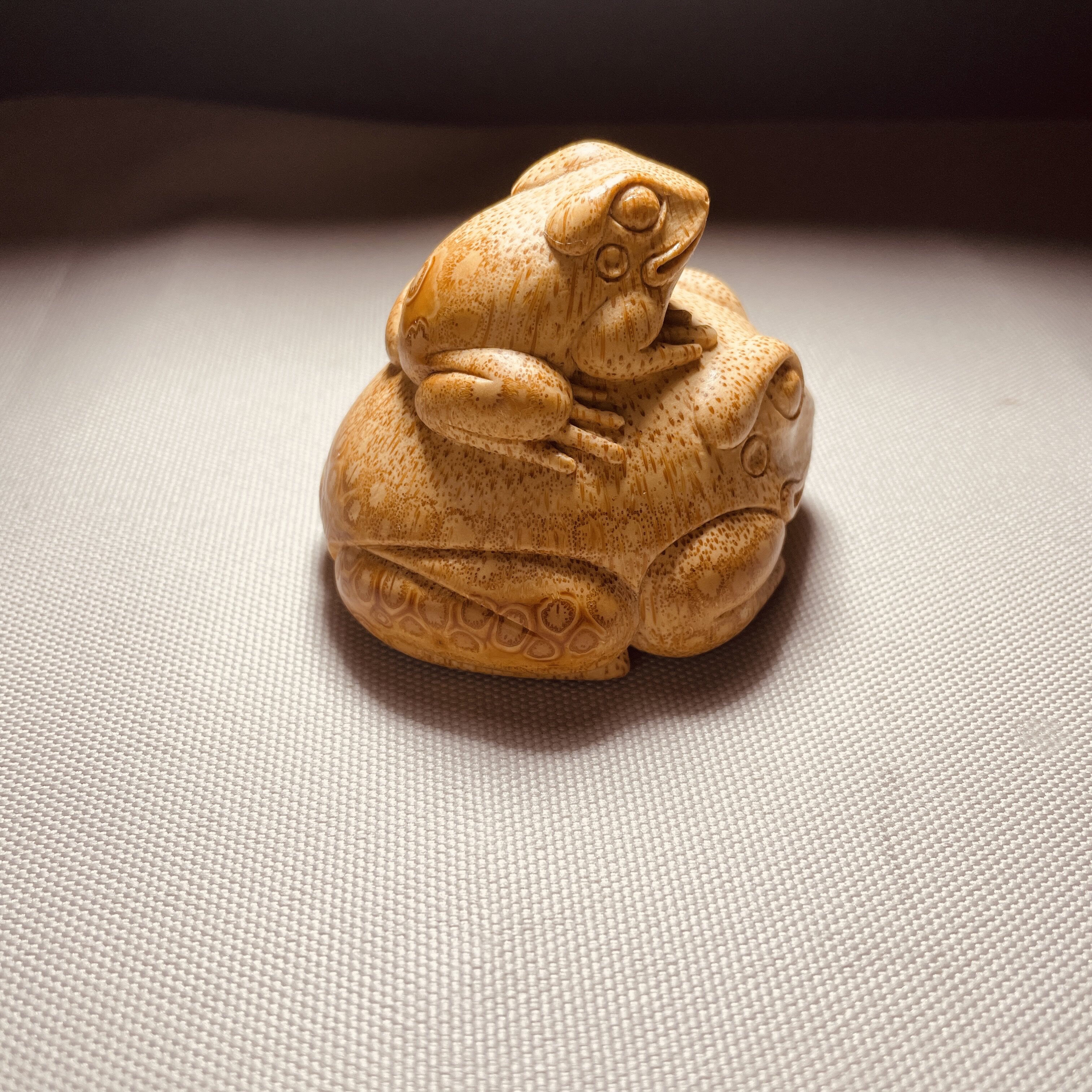 新精品竹根雕手工双蟾携子上朝蛤蟆金蟾手把件文玩财上财手工包促