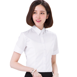 夏白衬衫女短袖职业装气质ol上班工作服工装寸大码半袖正装衬衣棉