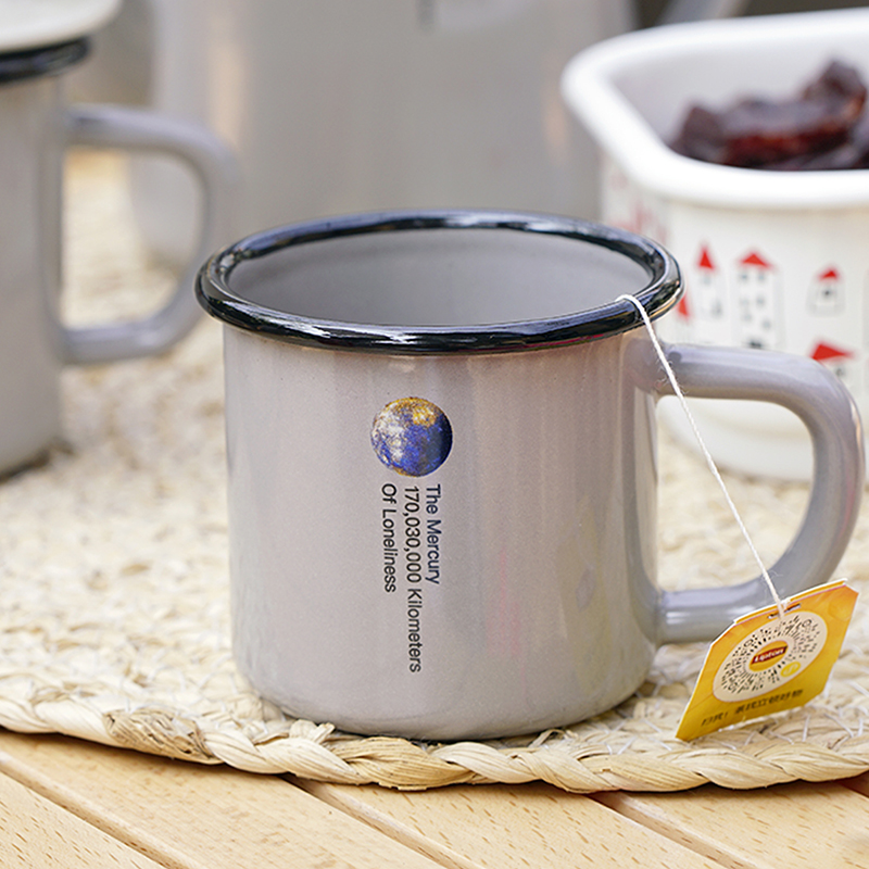 原创水星马克杯设计感搪瓷户外