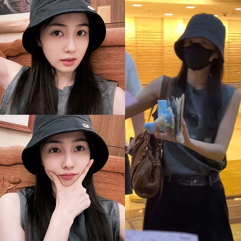 白鹿同款苹果印花无袖T恤小众上衣背心女纯棉夏季独特上衣超好看