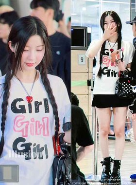 Babymoste ASA同款甜美夏季短袖纯棉字母印花宽松显瘦T恤女生潮流