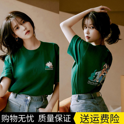 印花圆领情侣短袖纯棉t恤