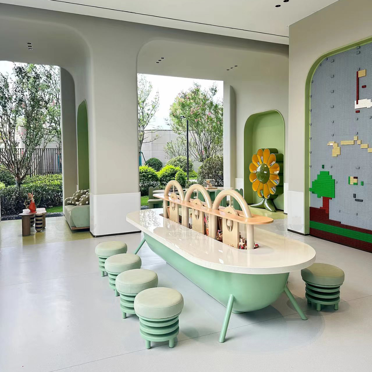 儿童活动区积木手工桌可定制