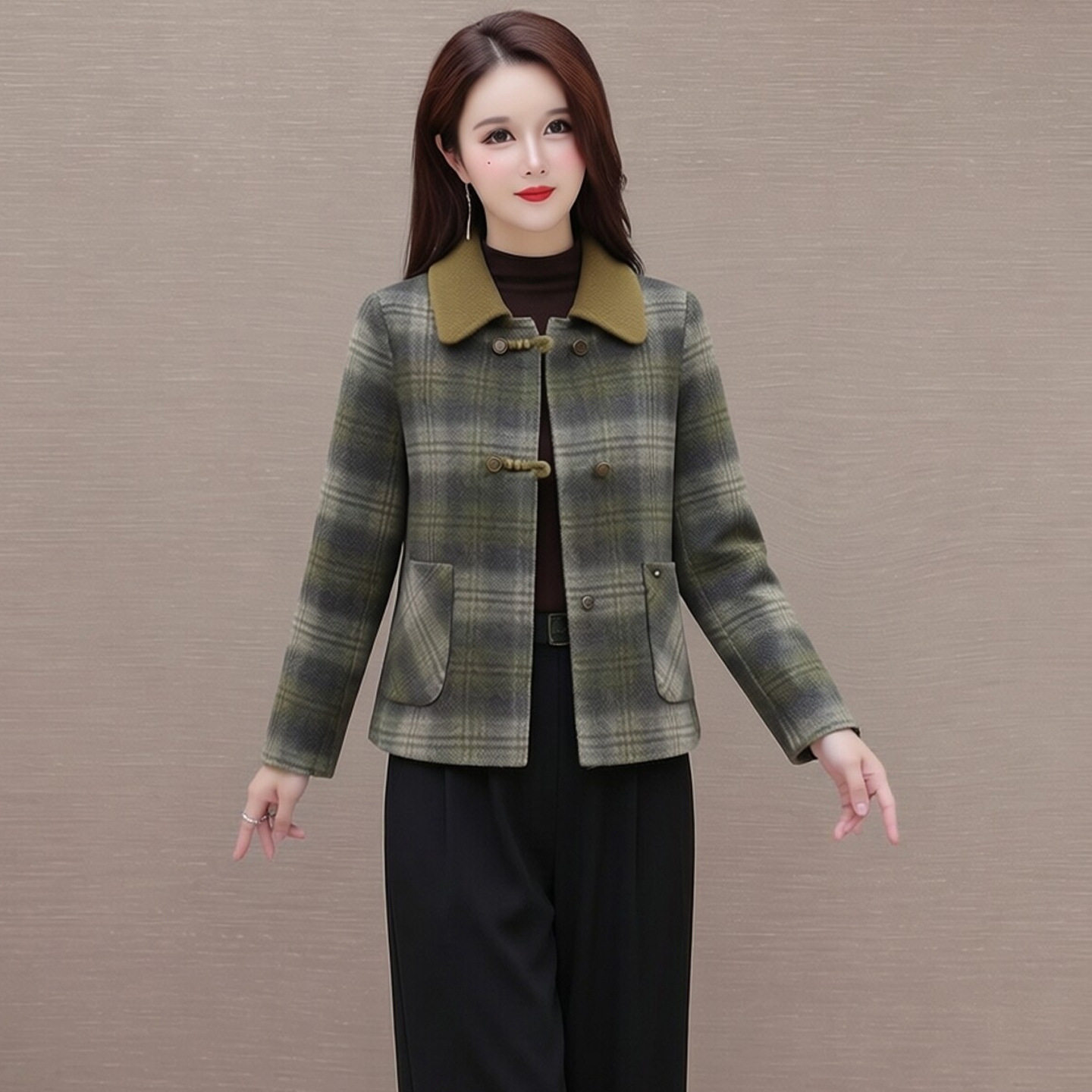 中年妈妈毛呢外套短款2026新款洋气中青年女装秋冬小香风呢子上衣
