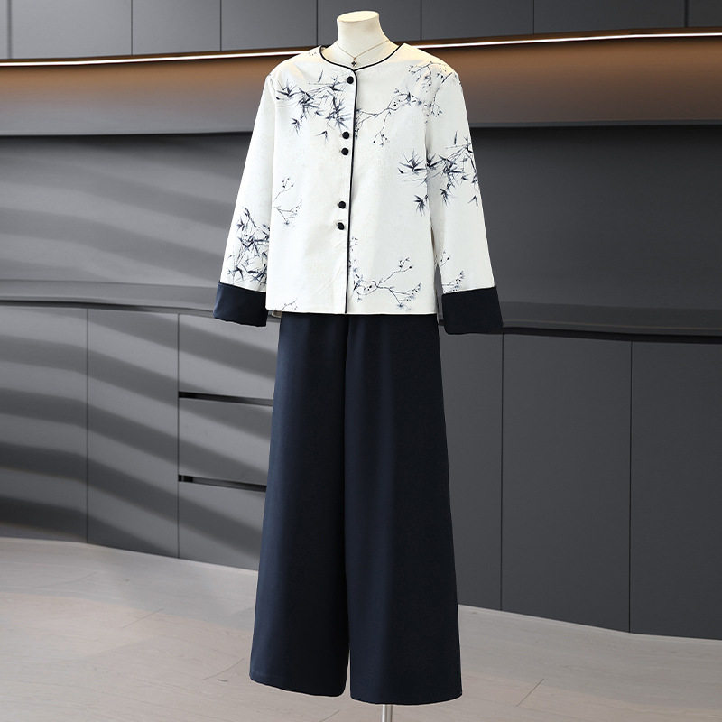 春装新中式端庄大气衣服妈妈新款外套女阔太太中老年女套装两件套