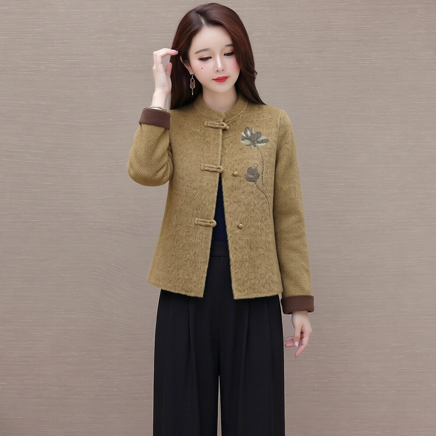 中年妈妈毛呢外套短款2026新款洋气中青年女装秋冬小香风呢子上衣