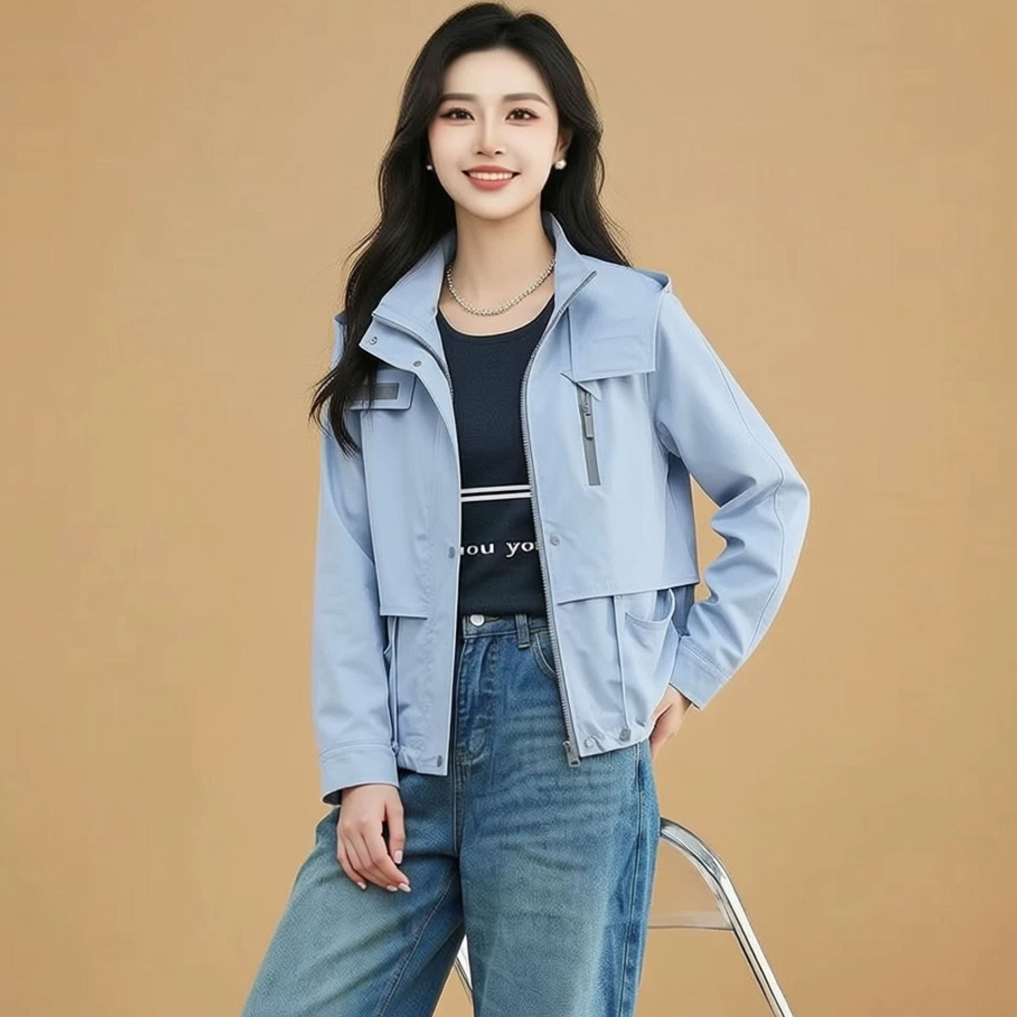 中年妈妈春秋装外套短款2026新款洋气风衣中青年女装休闲夹克上衣
