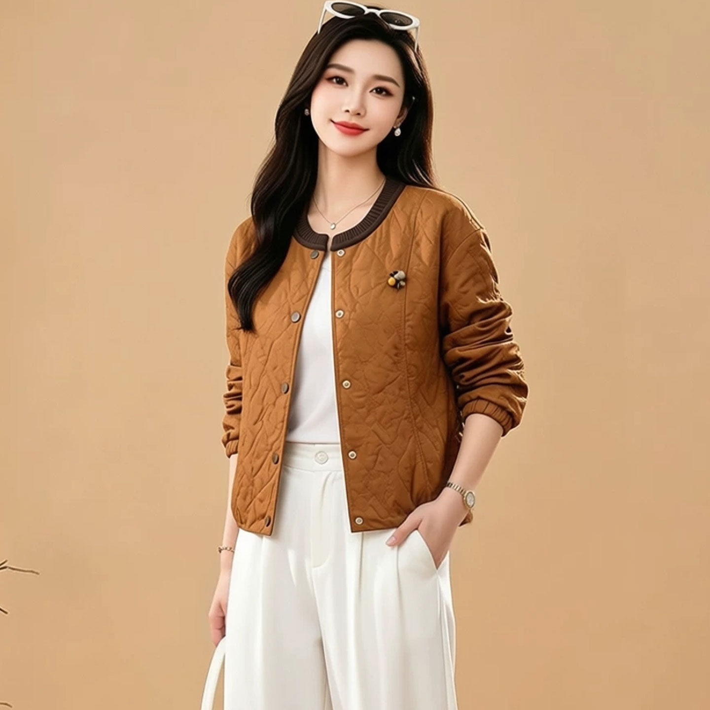 中年妈妈春秋装时尚外套短款中青年女装贵夫人上衣2026新款小个子