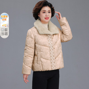 新中式刺绣复古国风时尚缎面短款石墨烯云绒棉服女装显瘦保暖棉衣