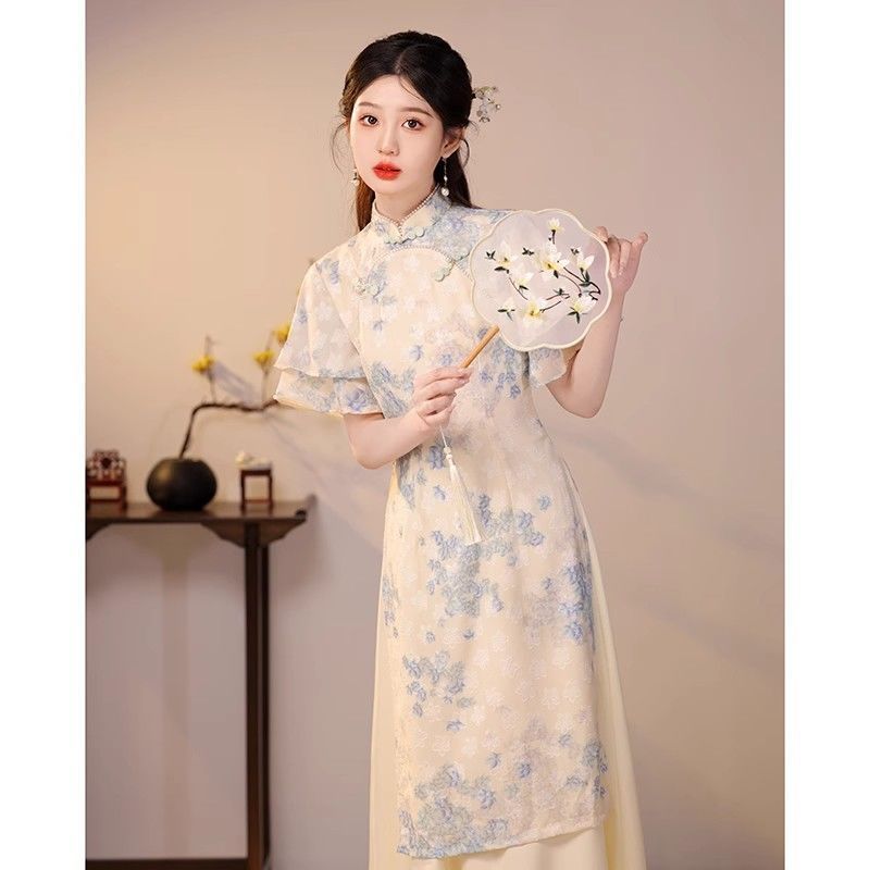 新中式改良奥黛旗袍2025新款复古气质高端年轻款少女早秋日常可穿