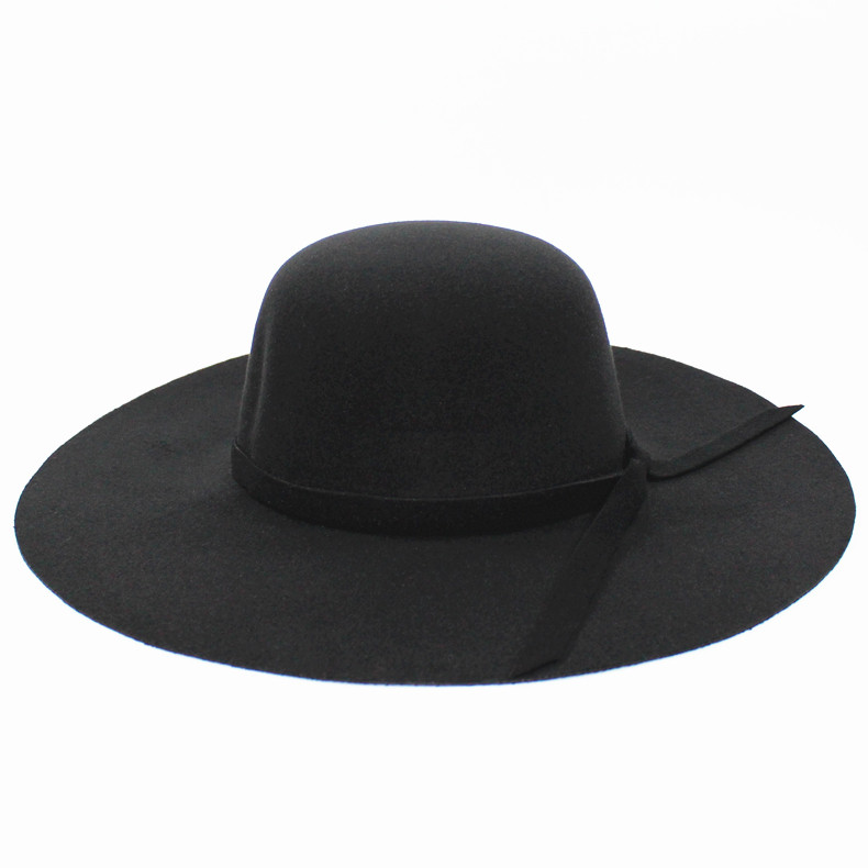 英伦复古毛呢百搭圆顶礼帽大檐帽