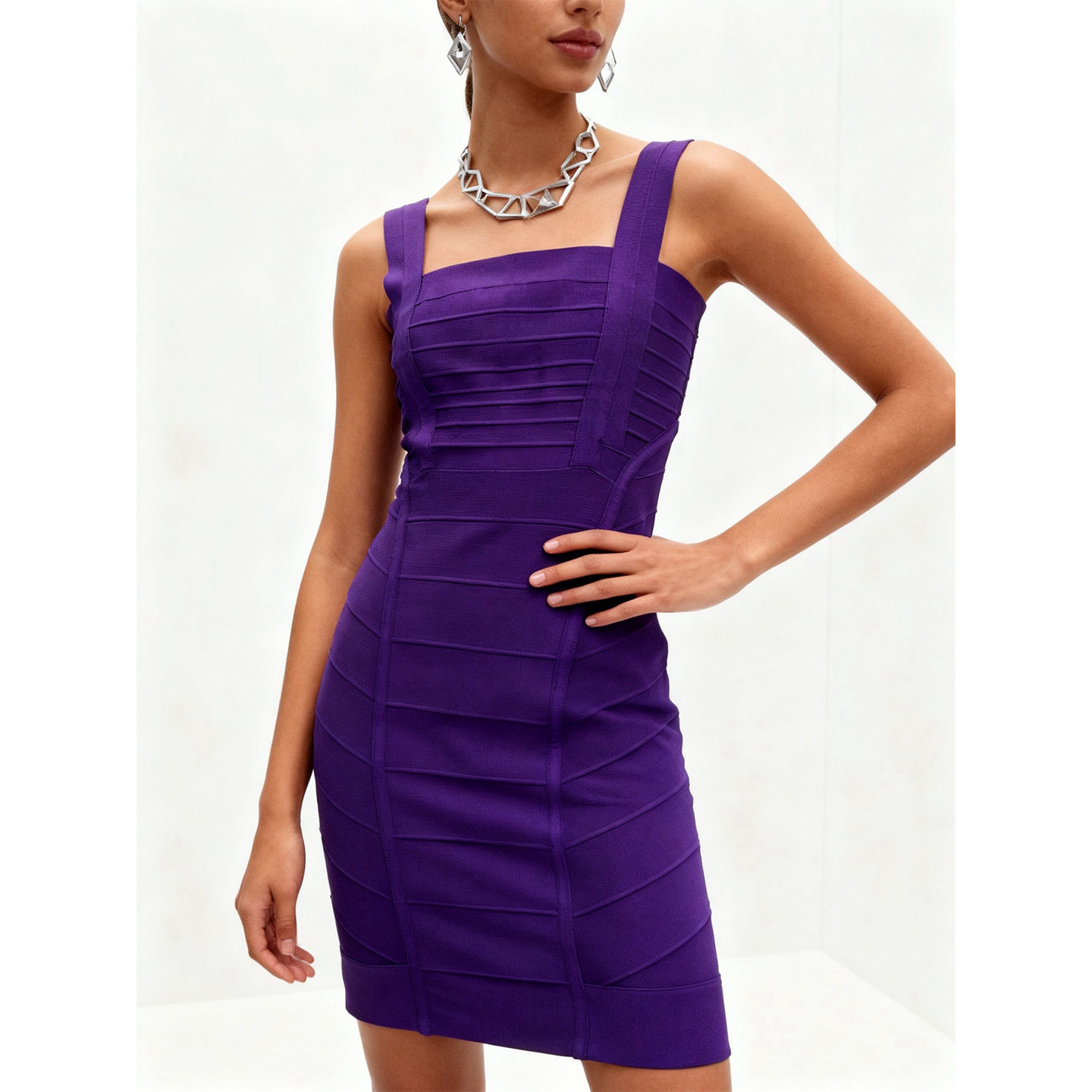 设计师连衣裙！修身紧身包臀吊带裙性感名媛风针织裙短款收腰显瘦