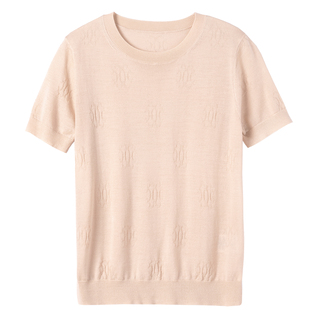 轻薄透气 商场同款 T恤上衣女夏圆领短袖 天丝针织薄款 大牌简约纯色