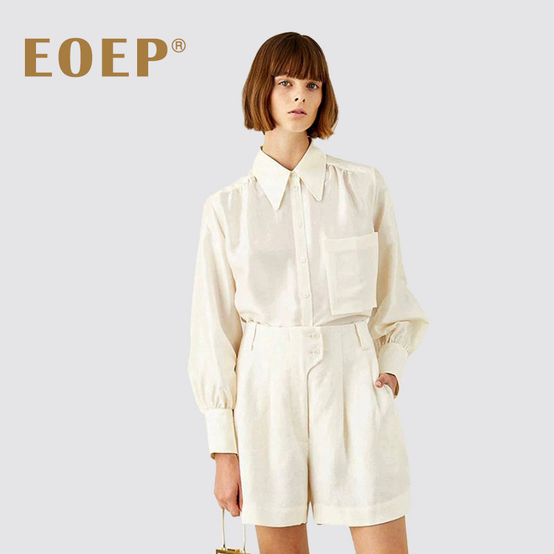 老钱风！亚麻短裤女夏高腰阔腿西装短裤宽松纯色静奢风松弛感白色