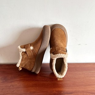磨砂牛皮厚底保暖棉鞋 复古文艺森女鞋 2025冬新品 雪地靴 烁掌柜