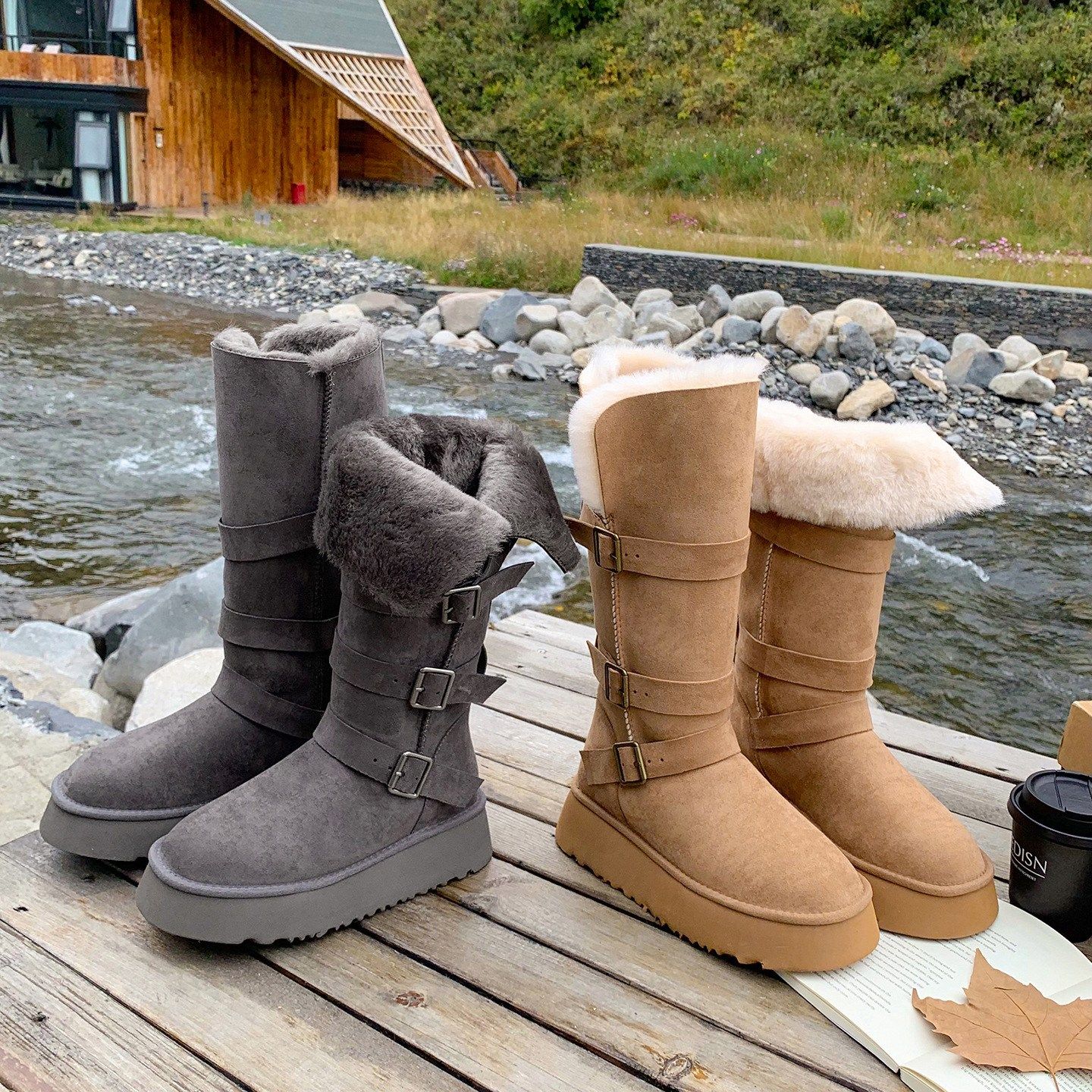 【烁掌柜】2025冬北欧风时尚百搭毛毛棉靴加厚保暖大码高筒雪地靴,女鞋,时尚雪地靴,淘宝优惠券,粉丝福利购,淘宝优惠卷