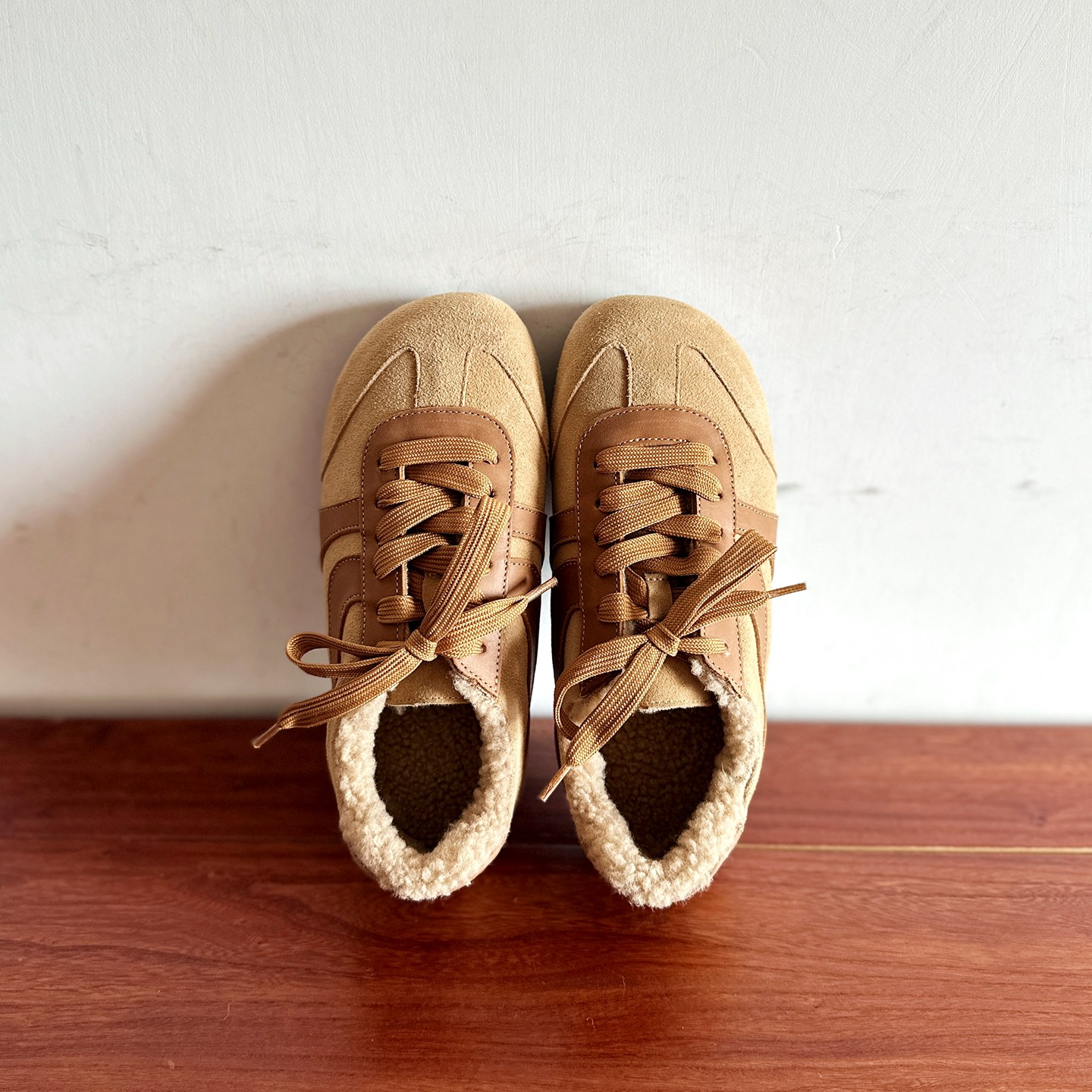 头层牛皮休闲德训鞋保暖毛毛鞋