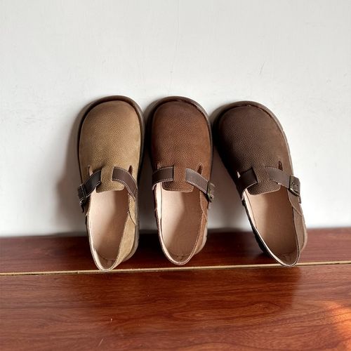 自制款复古文艺手工真皮森女鞋