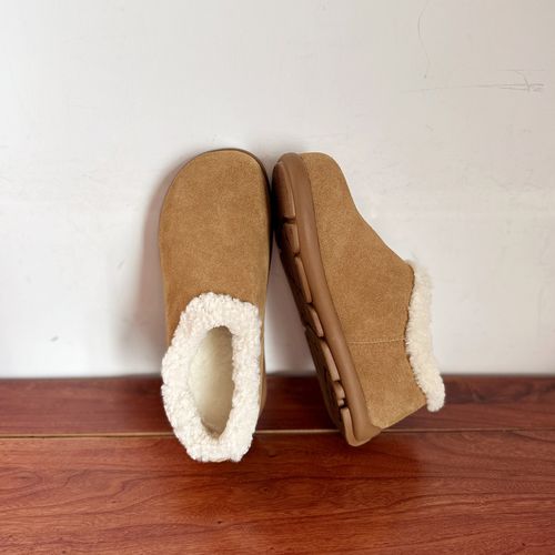 文艺范真皮女鞋加厚保暖圆头棉鞋