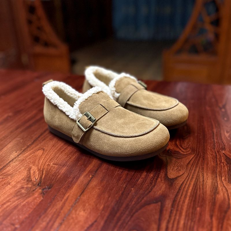 磨砂牛皮低跟加厚保暖勃肯棉鞋