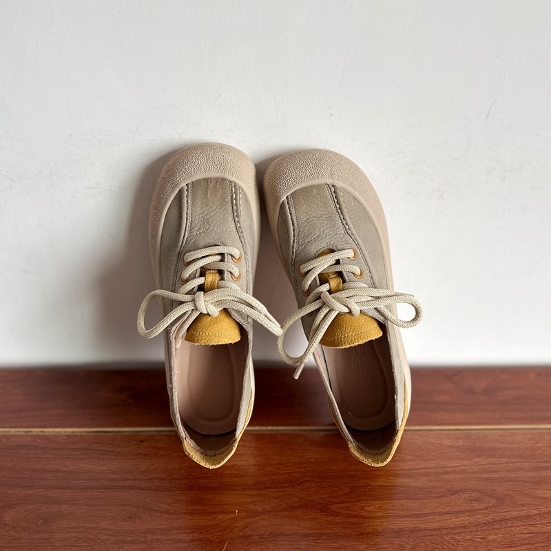 头层牛皮厚底舒适系带休闲鞋板鞋