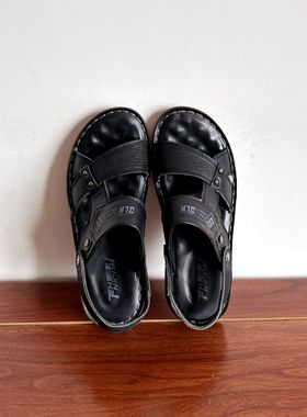 日常休闲头层牛皮低跟拖鞋凉鞋